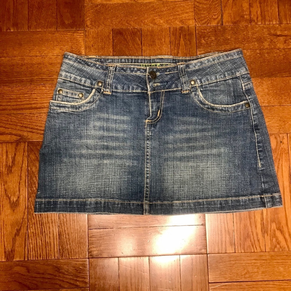 Vintage Hydraulic Denim Mini Skirt - Size 5/6